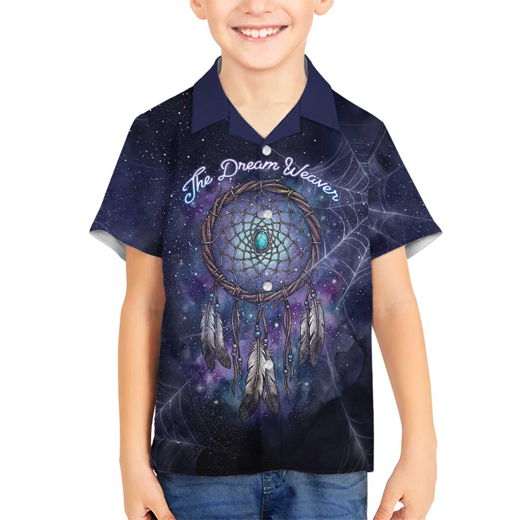 Dreamcatcher Native American Family Matching Off Shoulder Maxi Dress and Hawaiian Shirt Feathers and Starry Night Sky The Dream Weaver Theme - Wonder Print Shop