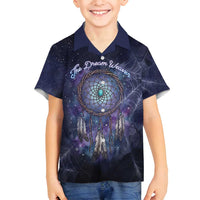 Dreamcatcher Native American Family Matching Off Shoulder Maxi Dress and Hawaiian Shirt Feathers and Starry Night Sky The Dream Weaver Theme - Wonder Print Shop