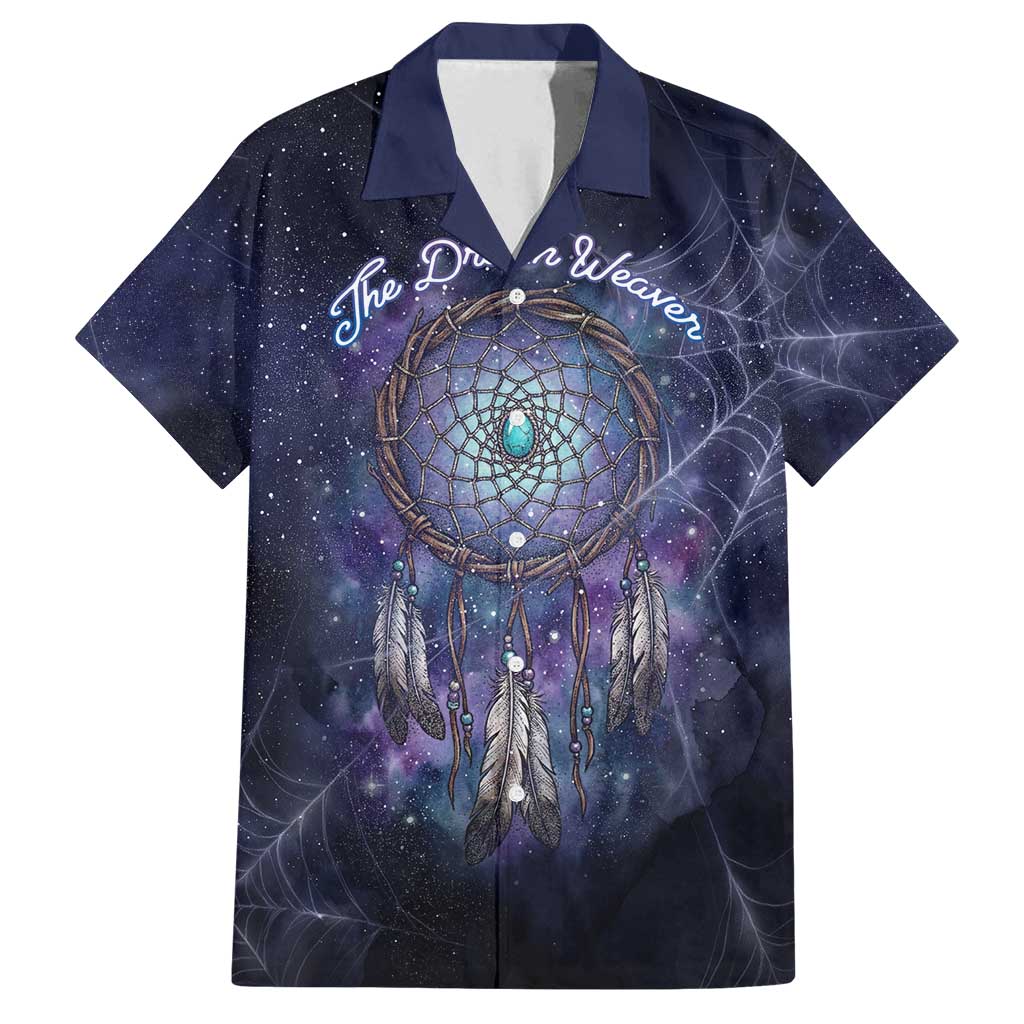 Dreamcatcher Native American Family Matching Off Shoulder Short Dress and Hawaiian Shirt Feathers and Starry Night Sky The Dream Weaver Theme - Wonder Print Shop
