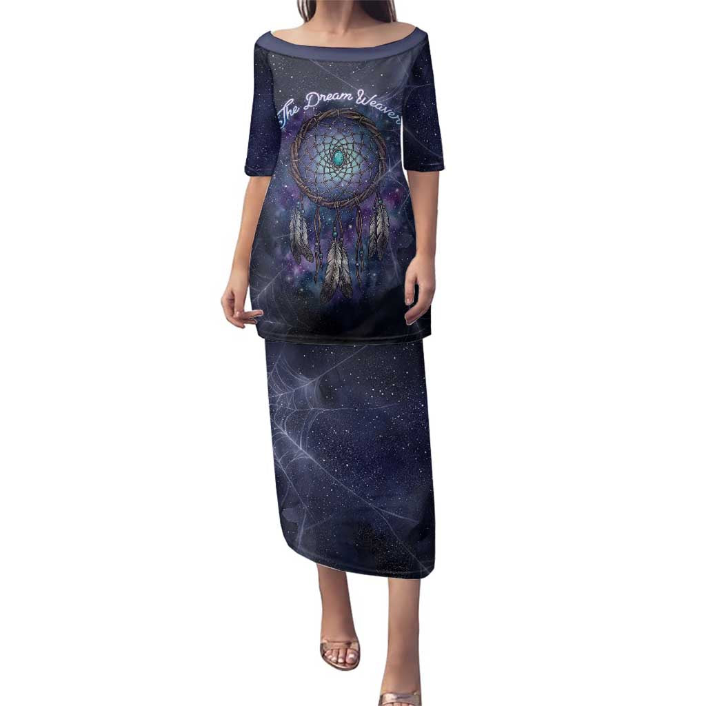 Dreamcatcher Native American Family Matching Puletasi and Hawaiian Shirt Feathers and Starry Night Sky The Dream Weaver Theme - Wonder Print Shop