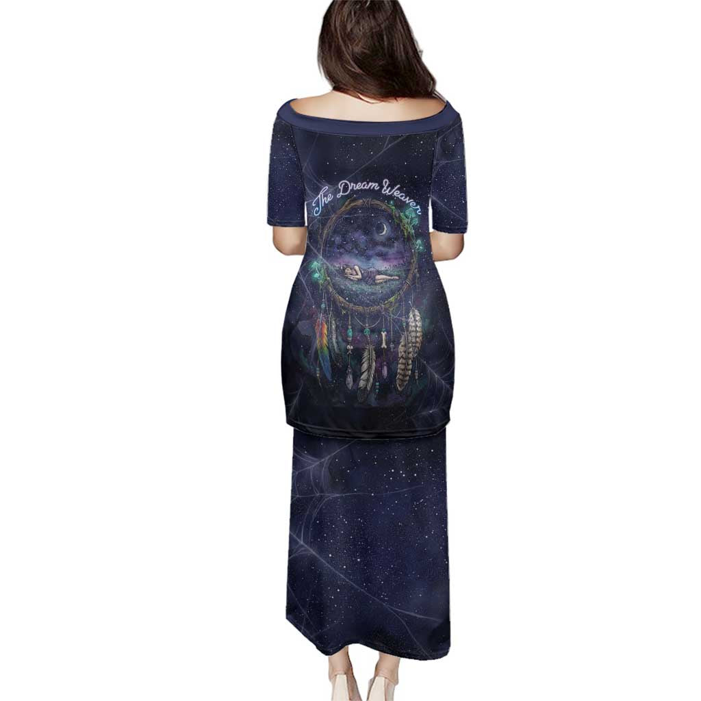 Dreamcatcher Native American Family Matching Puletasi and Hawaiian Shirt Feathers and Starry Night Sky The Dream Weaver Theme - Wonder Print Shop