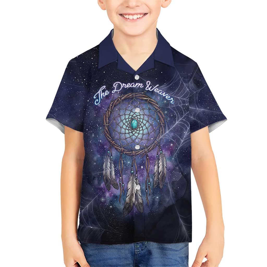 Dreamcatcher Native American Family Matching Short Sleeve Bodycon Dress and Hawaiian Shirt Feathers and Starry Night Sky The Dream Weaver Theme - Wonder Print Shop