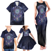 Dreamcatcher Native American Family Matching Tank Maxi Dress and Hawaiian Shirt Feathers and Starry Night Sky The Dream Weaver Theme - Wonder Print Shop