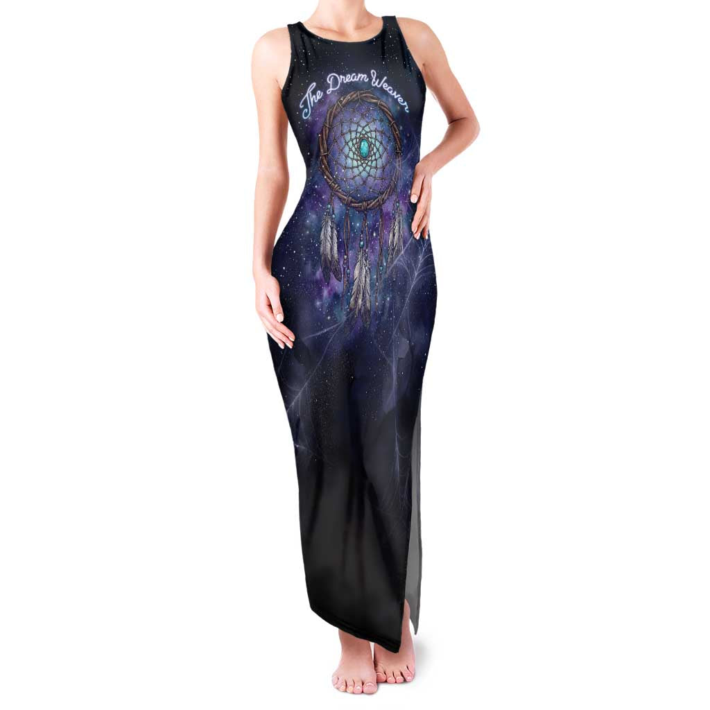 Dreamcatcher Native American Family Matching Tank Maxi Dress and Hawaiian Shirt Feathers and Starry Night Sky The Dream Weaver Theme - Wonder Print Shop