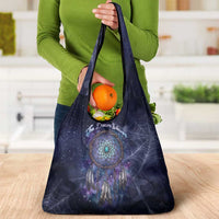 Dreamcatcher Native American Grocery Bag Feathers and Starry Night Sky The Dream Weaver Theme - Wonder Print Shop