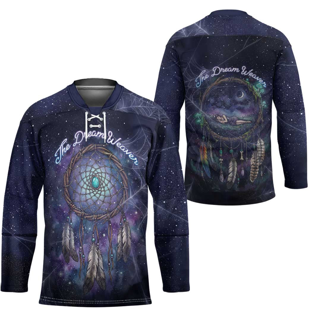 Dreamcatcher Native American Hockey Jersey Feathers and Starry Night Sky The Dream Weaver Theme - Wonder Print Shop