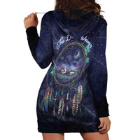 Dreamcatcher Native American Hoodie Dress Feathers and Starry Night Sky The Dream Weaver Theme - Wonder Print Shop