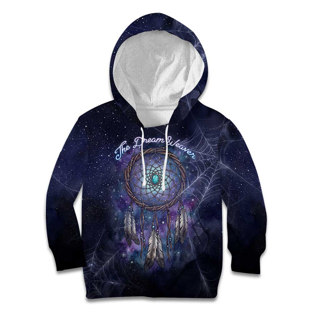 Dreamcatcher Native American Kid Hoodie Feathers and Starry Night Sky The Dream Weaver Theme - Wonder Print Shop