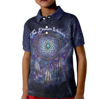 Dreamcatcher Native American Kid Polo Shirt Feathers and Starry Night Sky The Dream Weaver Theme - Wonder Print Shop