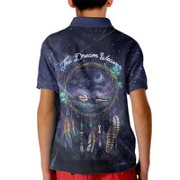 Dreamcatcher Native American Kid Polo Shirt Feathers and Starry Night Sky The Dream Weaver Theme - Wonder Print Shop