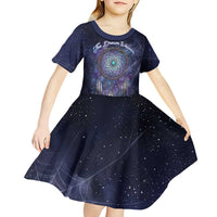 Dreamcatcher Native American Kid Short Sleeve Dress Feathers and Starry Night Sky The Dream Weaver Theme - Wonder Print Shop