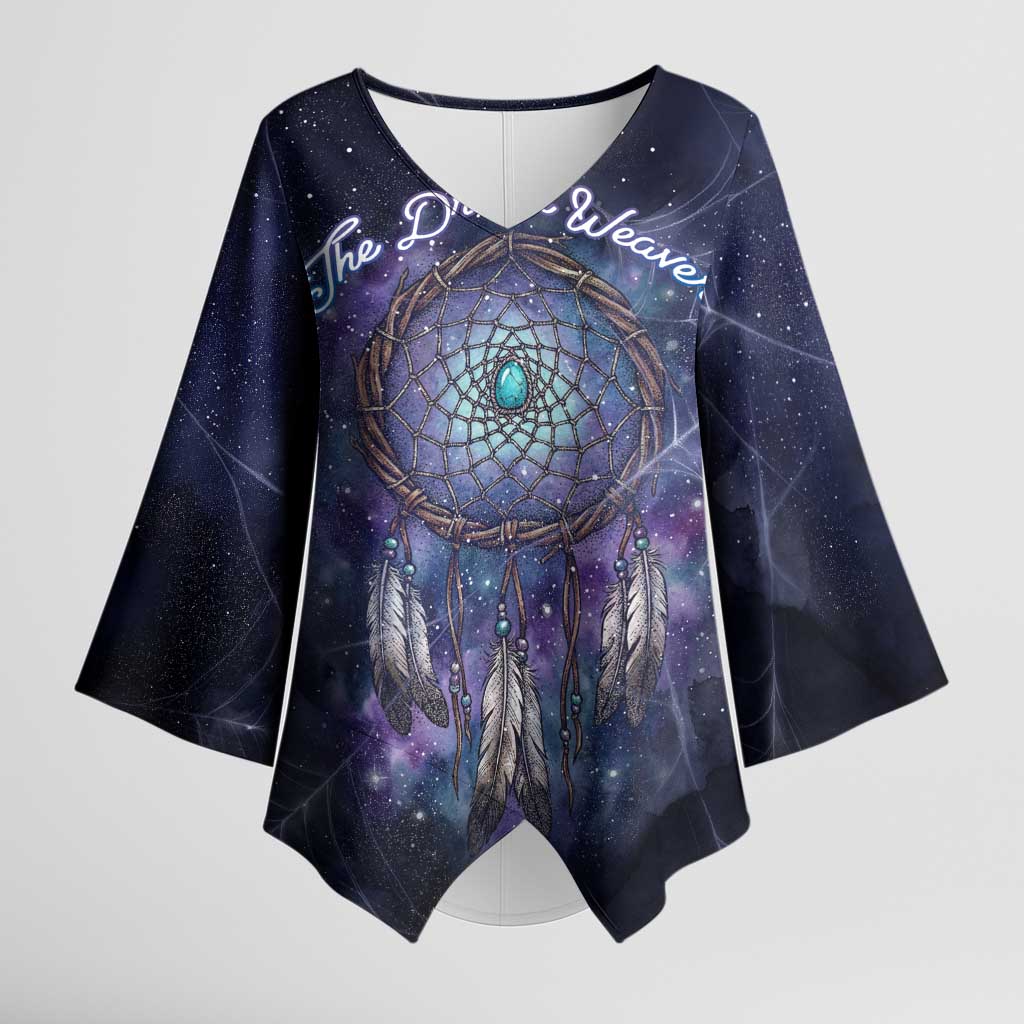 Dreamcatcher Native American Kimono Sleeve Blouse Feathers and Starry Night Sky The Dream Weaver Theme - Wonder Print Shop