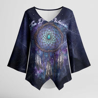 Dreamcatcher Native American Kimono Sleeve Blouse Feathers and Starry Night Sky The Dream Weaver Theme - Wonder Print Shop