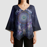 Dreamcatcher Native American Kimono Sleeve Blouse Feathers and Starry Night Sky The Dream Weaver Theme - Wonder Print Shop