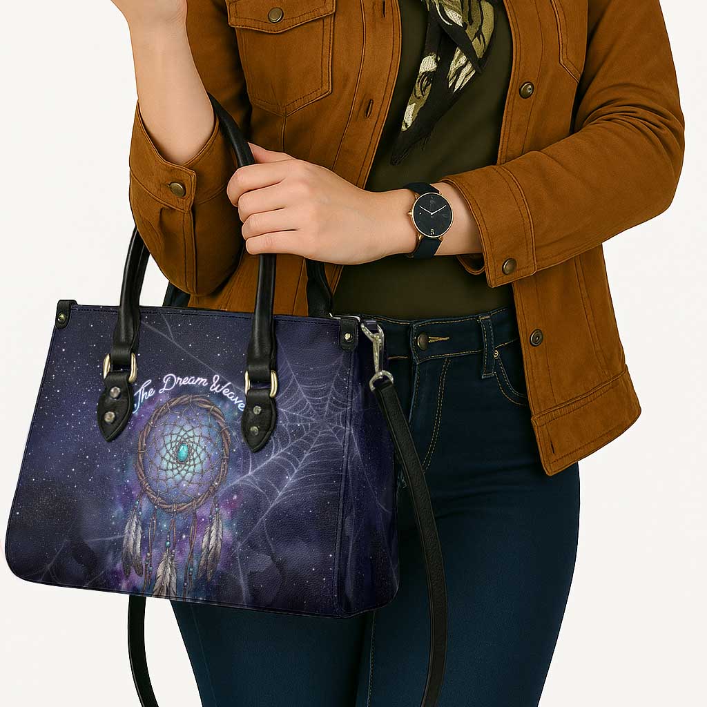 Dreamcatcher Native American Leather Bag Feathers and Starry Night Sky The Dream Weaver Theme - Wonder Print Shop