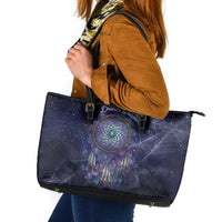 Dreamcatcher Native American Leather Tote Bag Feathers and Starry Night Sky The Dream Weaver Theme - Wonder Print Shop