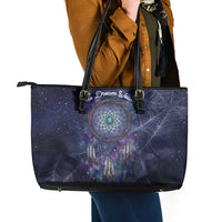 Dreamcatcher Native American Leather Tote Bag Feathers and Starry Night Sky The Dream Weaver Theme - Wonder Print Shop
