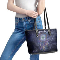 Dreamcatcher Native American Leather Tote Bag Feathers and Starry Night Sky The Dream Weaver Theme - Wonder Print Shop