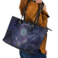Dreamcatcher Native American Leather Tote Bag Feathers and Starry Night Sky The Dream Weaver Theme - Wonder Print Shop