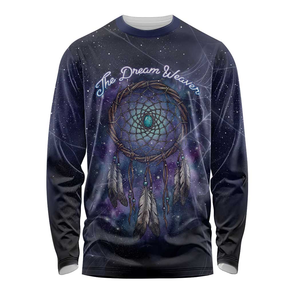 Dreamcatcher Native American Long Sleeve Shirt Feathers and Starry Night Sky The Dream Weaver Theme - Wonder Print Shop