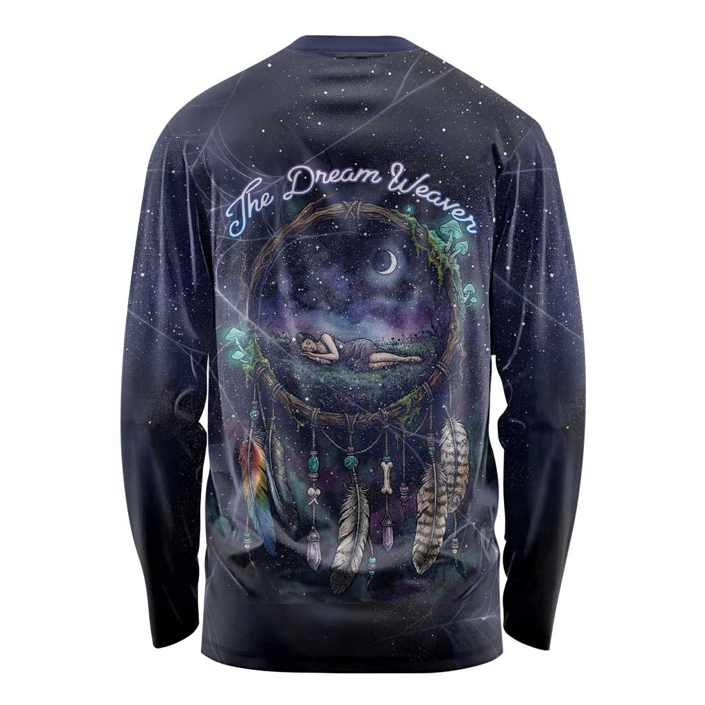 Dreamcatcher Native American Long Sleeve Shirt Feathers and Starry Night Sky The Dream Weaver Theme - Wonder Print Shop