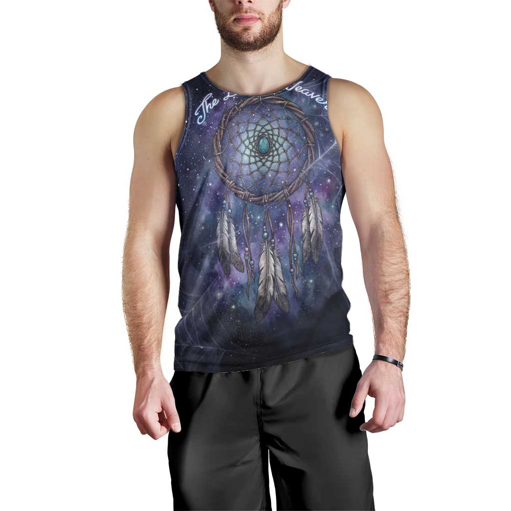 Dreamcatcher Native American Men Tank Top Feathers and Starry Night Sky The Dream Weaver Theme - Wonder Print Shop