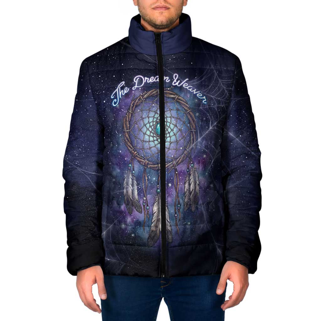 Dreamcatcher Native American Padded Jacket Feathers and Starry Night Sky The Dream Weaver Theme - Wonder Print Shop