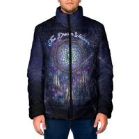 Dreamcatcher Native American Padded Jacket Feathers and Starry Night Sky The Dream Weaver Theme - Wonder Print Shop