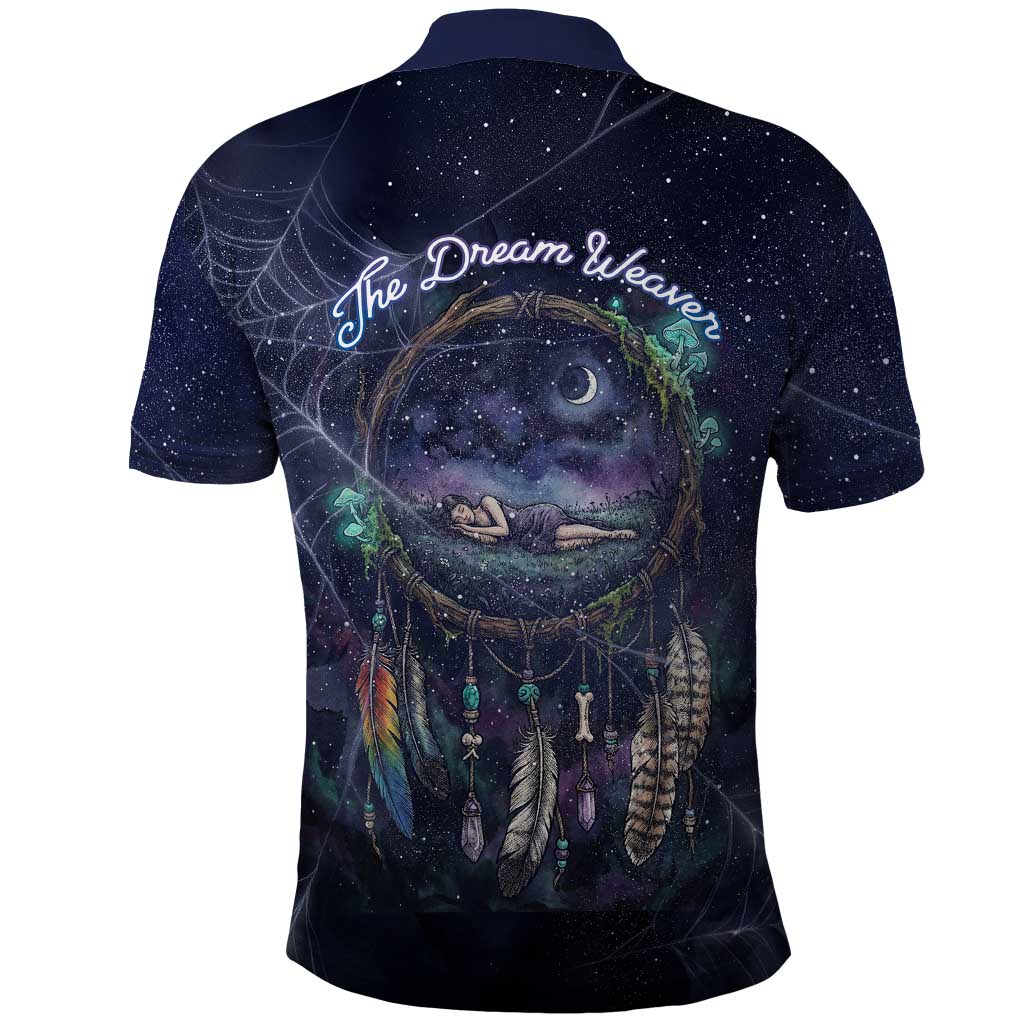 Dreamcatcher Native American Polo Shirt Feathers and Starry Night Sky The Dream Weaver Theme - Wonder Print Shop