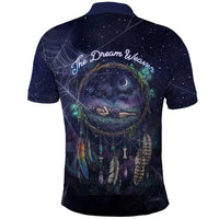 Dreamcatcher Native American Polo Shirt Feathers and Starry Night Sky The Dream Weaver Theme - Wonder Print Shop