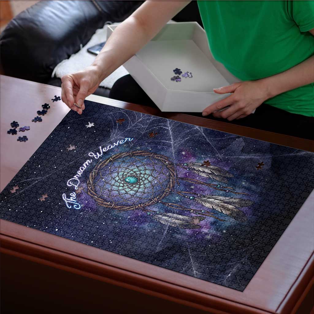 Dreamcatcher Native American Puzzle Feathers and Starry Night Sky The Dream Weaver Theme - Wonder Print Shop