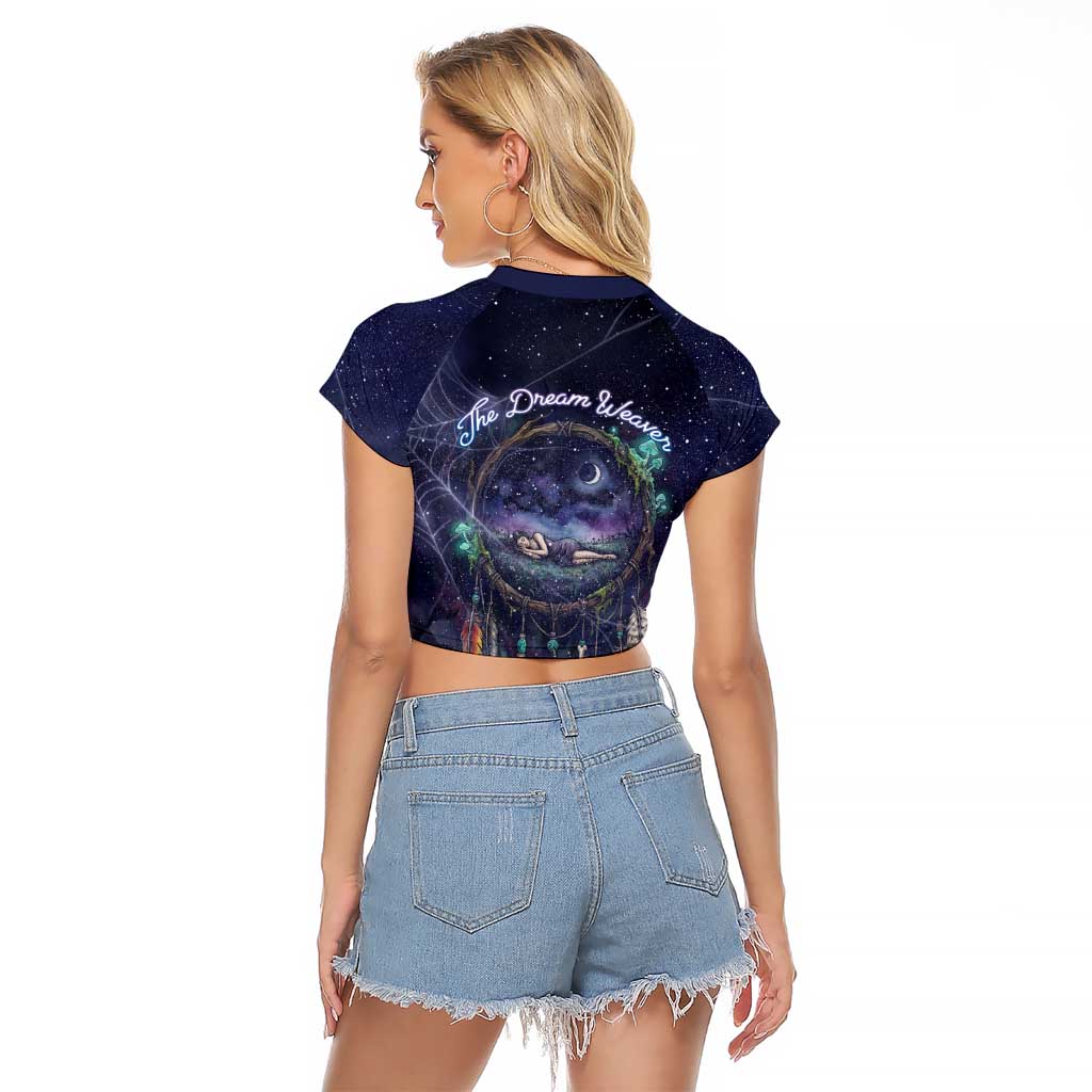 Dreamcatcher Native American Raglan Cropped T Shirt Feathers and Starry Night Sky The Dream Weaver Theme - Wonder Print Shop