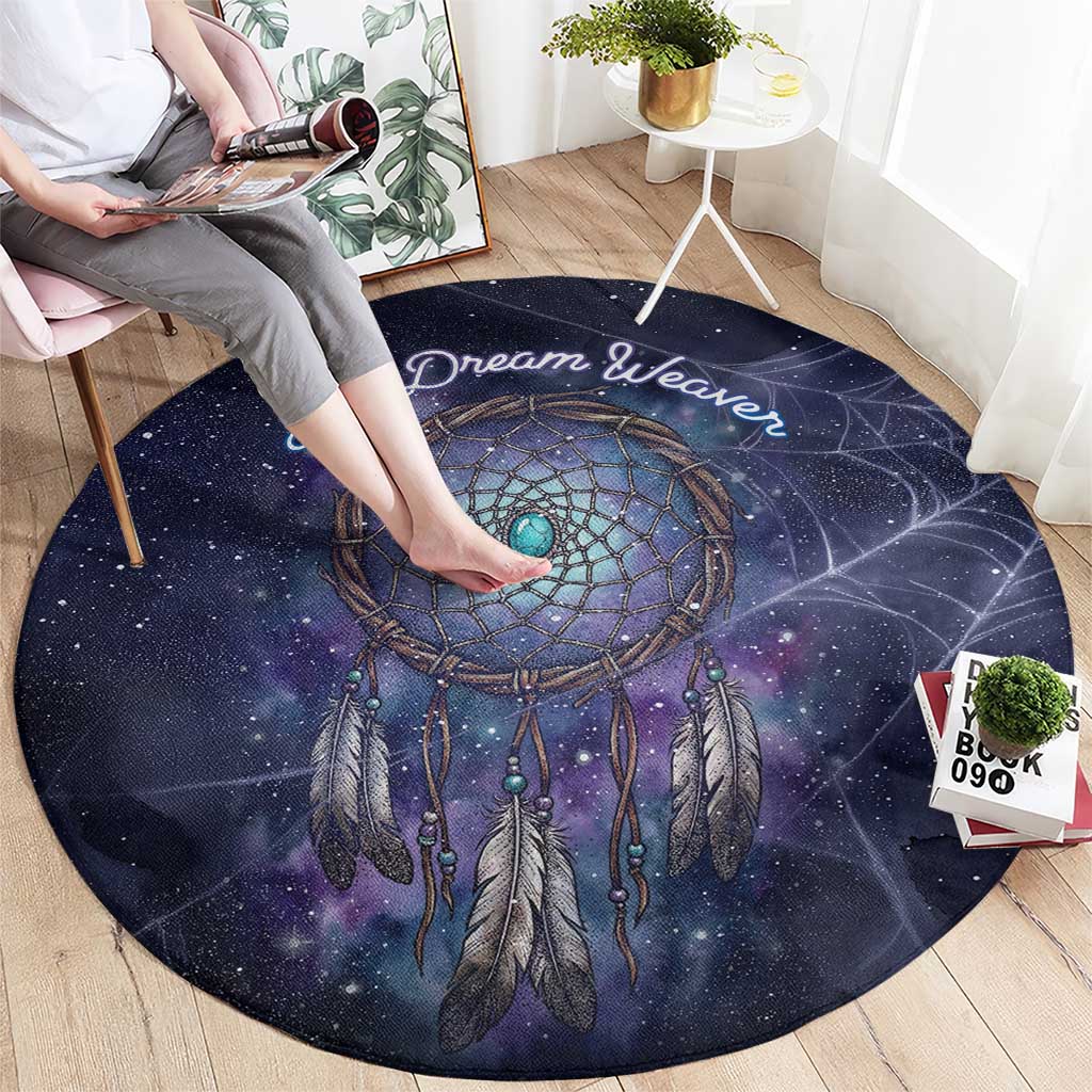 Dreamcatcher Native American Round Carpet Feathers and Starry Night Sky The Dream Weaver Theme - Wonder Print Shop