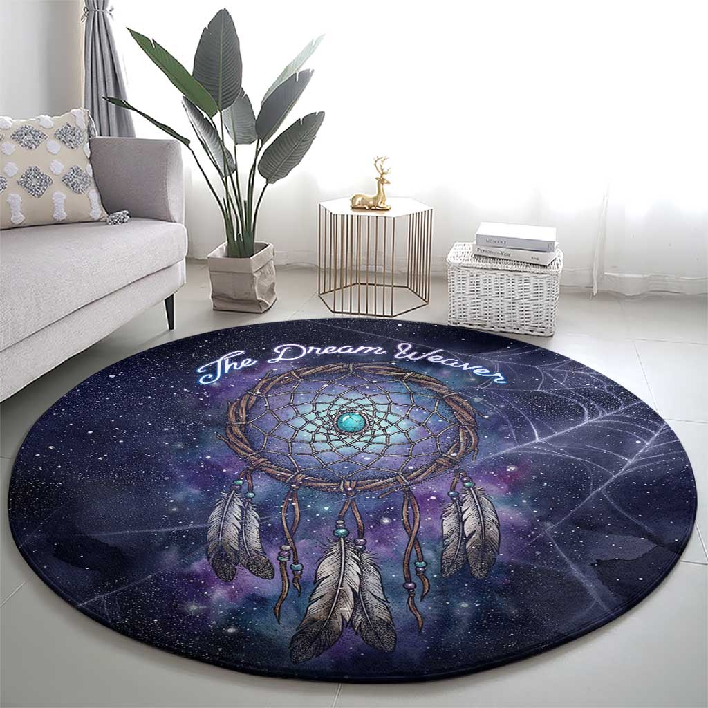 Dreamcatcher Native American Round Carpet Feathers and Starry Night Sky The Dream Weaver Theme - Wonder Print Shop