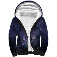 Dreamcatcher Native American Sherpa Hoodie Feathers and Starry Night Sky The Dream Weaver Theme - Wonder Print Shop