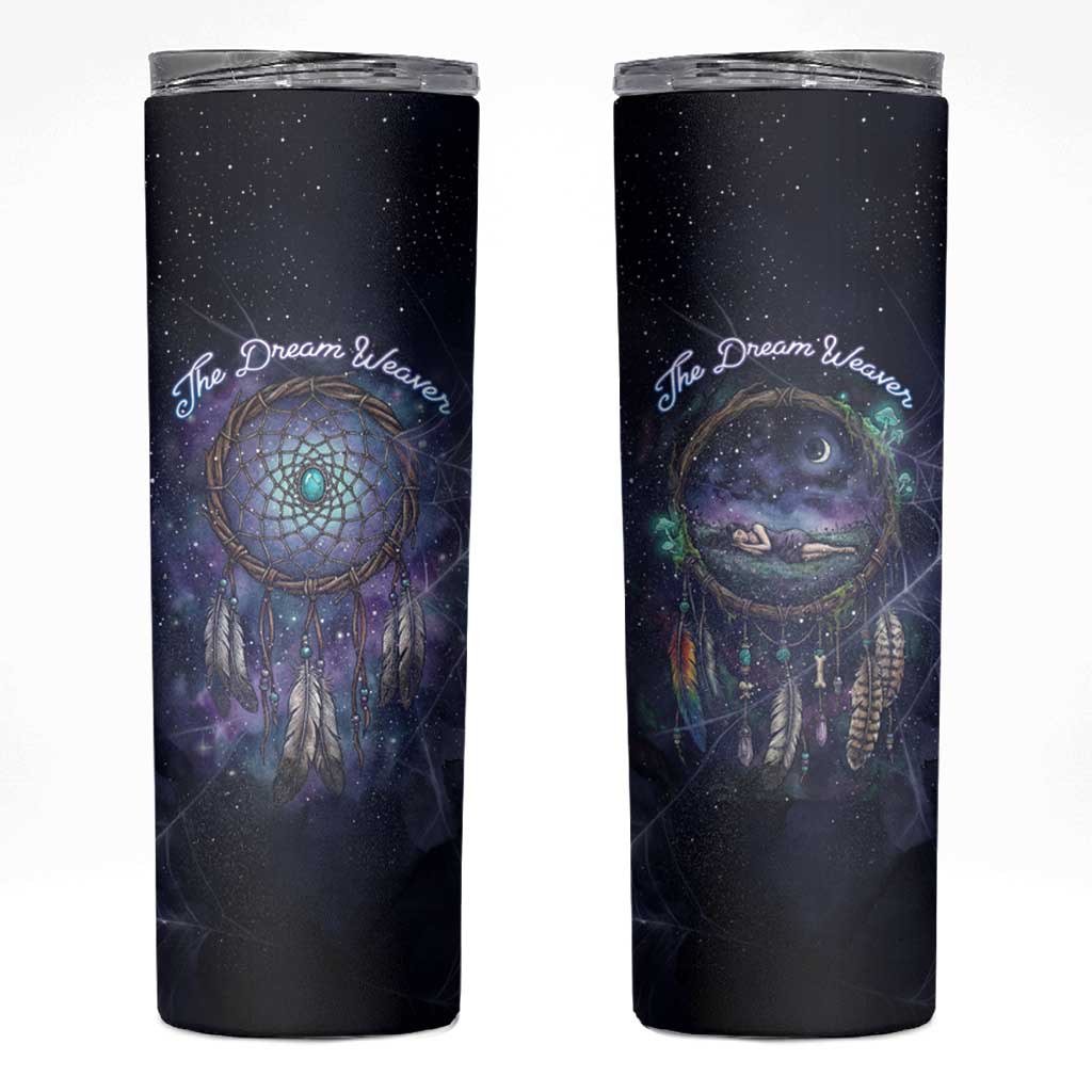 Dreamcatcher Native American Skinny Tumbler Feathers and Starry Night Sky The Dream Weaver Theme - Wonder Print Shop