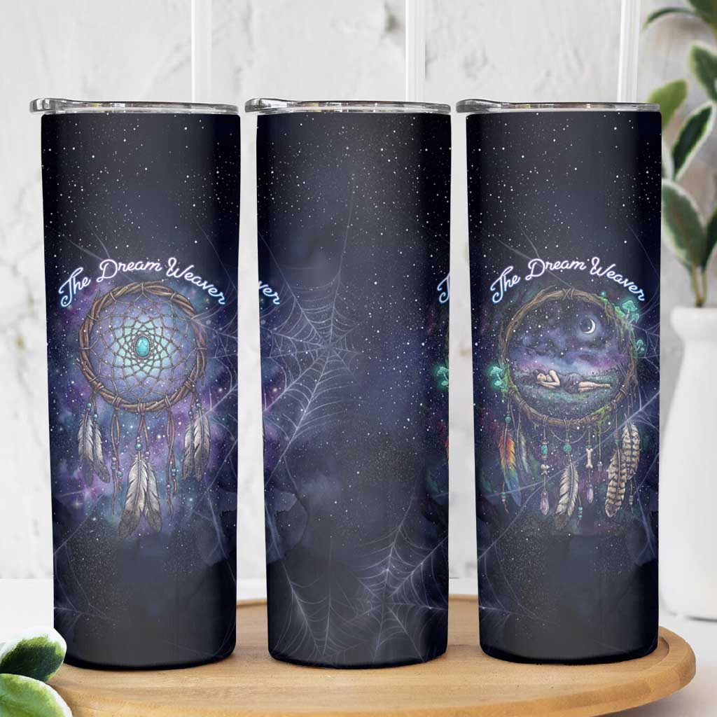 Dreamcatcher Native American Skinny Tumbler Feathers and Starry Night Sky The Dream Weaver Theme - Wonder Print Shop