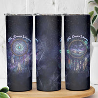 Dreamcatcher Native American Skinny Tumbler Feathers and Starry Night Sky The Dream Weaver Theme - Wonder Print Shop