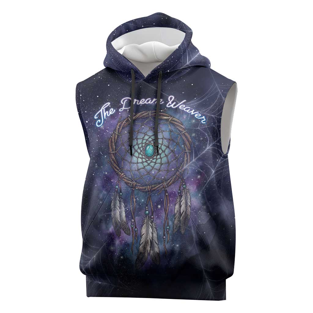 Dreamcatcher Native American Sleeveless Hoodie Feathers and Starry Night Sky The Dream Weaver Theme - Wonder Print Shop