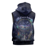 Dreamcatcher Native American Sleeveless Hoodie Feathers and Starry Night Sky The Dream Weaver Theme - Wonder Print Shop