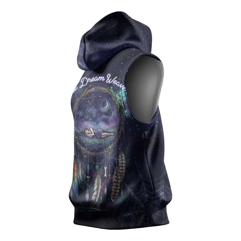Dreamcatcher Native American Sleeveless Hoodie Feathers and Starry Night Sky The Dream Weaver Theme - Wonder Print Shop