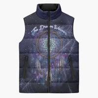 Dreamcatcher Native American Sleeveless Puffer Jacket Feathers and Starry Night Sky The Dream Weaver Theme - Wonder Print Shop