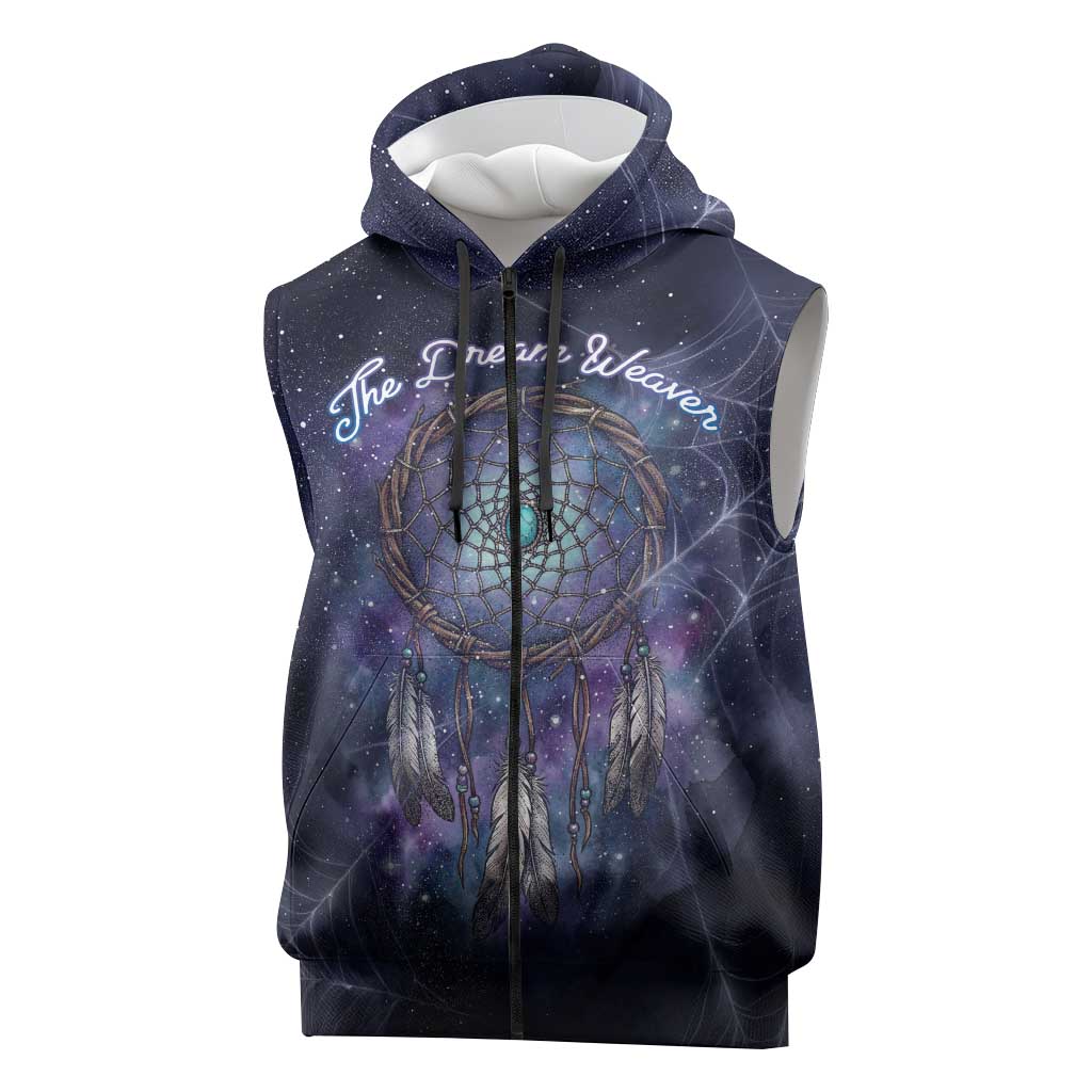 Dreamcatcher Native American Sleeveless Zip Hoodie Feathers and Starry Night Sky The Dream Weaver Theme - Wonder Print Shop