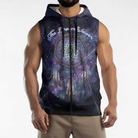 Dreamcatcher Native American Sleeveless Zip Hoodie Feathers and Starry Night Sky The Dream Weaver Theme - Wonder Print Shop