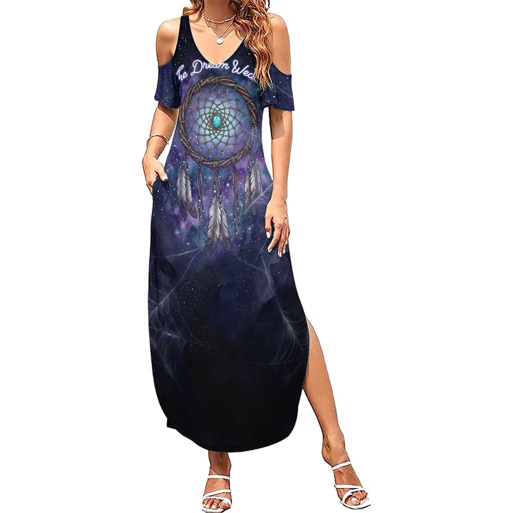 Dreamcatcher Native American Summer Maxi Dress Feathers and Starry Night Sky The Dream Weaver Theme - Wonder Print Shop