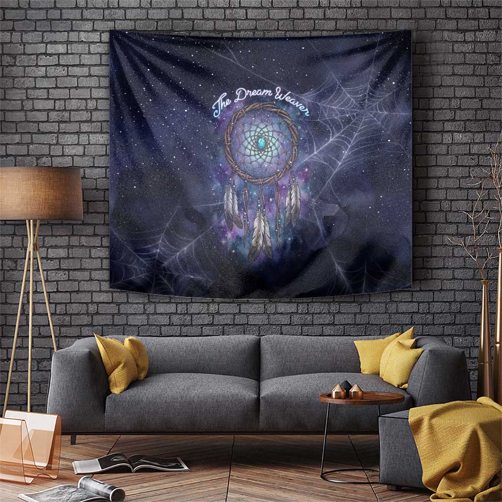 Dreamcatcher Native American Tapestry Feathers and Starry Night Sky The Dream Weaver Theme - Wonder Print Shop