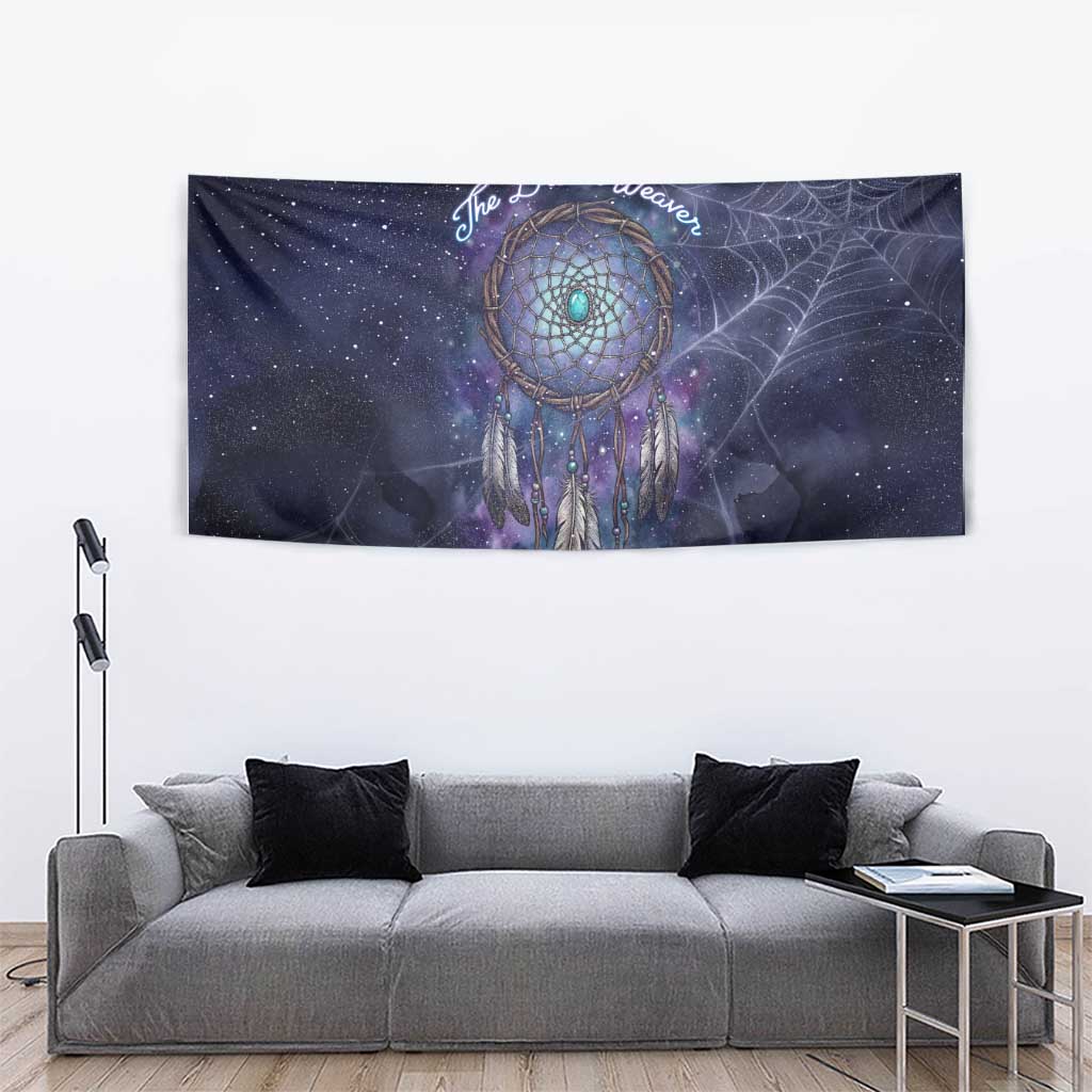 Dreamcatcher Native American Tapestry Feathers and Starry Night Sky The Dream Weaver Theme - Wonder Print Shop