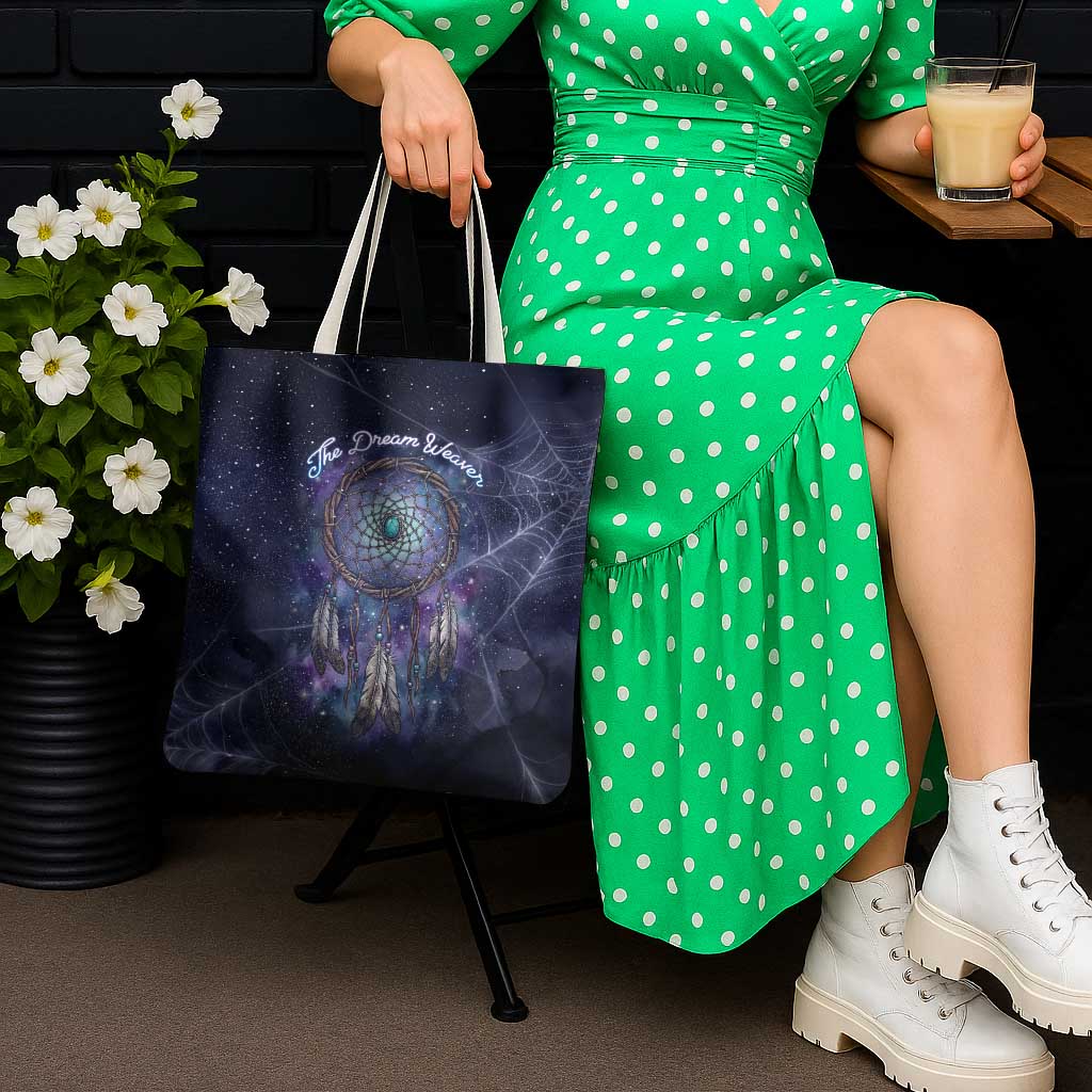 Dreamcatcher Native American Tote Bag Feathers and Starry Night Sky The Dream Weaver Theme - Wonder Print Shop