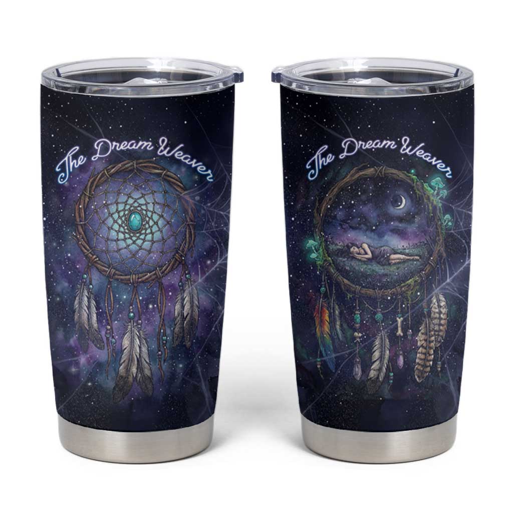 Dreamcatcher Native American Tumbler Cup Feathers and Starry Night Sky The Dream Weaver Theme - Wonder Print Shop