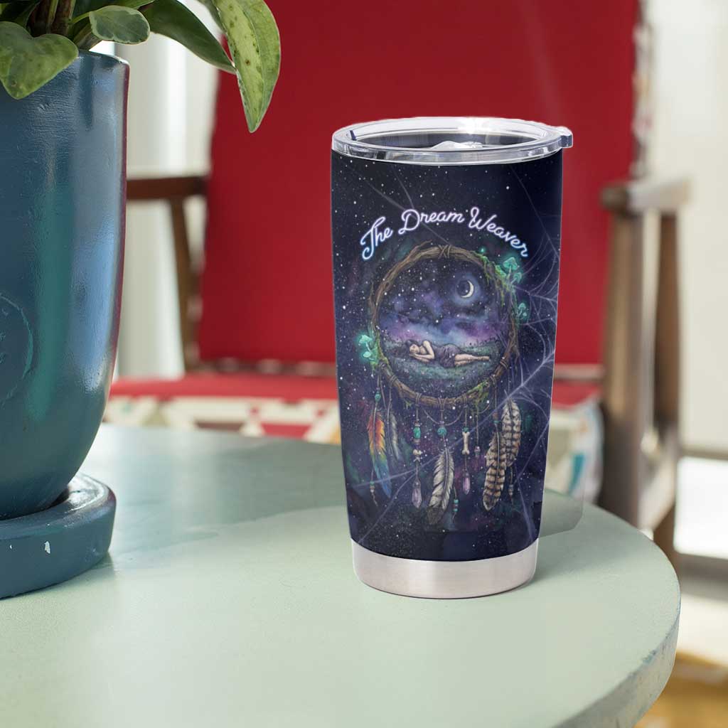 Dreamcatcher Native American Tumbler Cup Feathers and Starry Night Sky The Dream Weaver Theme - Wonder Print Shop